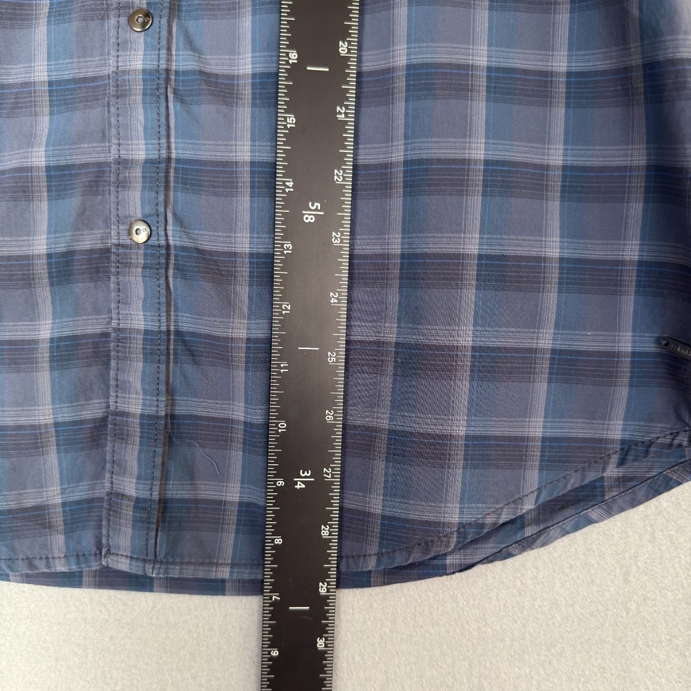 Calvin Klein Jeans Shirt Mens Medium Blue Plaid Short Sleeve Snap Button Pockets - Picture 9 of 14
